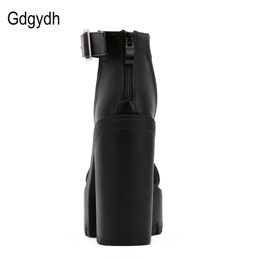 Summer Ankle Strap Sandal Shoes for Women High Heels Sandals Platform Back Zipper Sandals Fashion Party Model Show Pumps