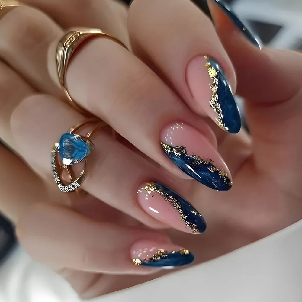 24 Pcs Matte Almond False Nails Set