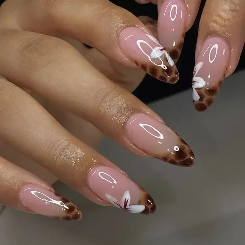 24 Pcs Matte Almond False Nails Set