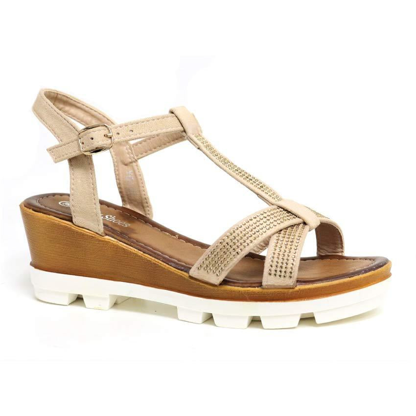 LADIES WEDGE SANDALS WOMENS HEELS NEW FANCY SUMMER DRESS PARTY STRAPPY SHOES SIZ