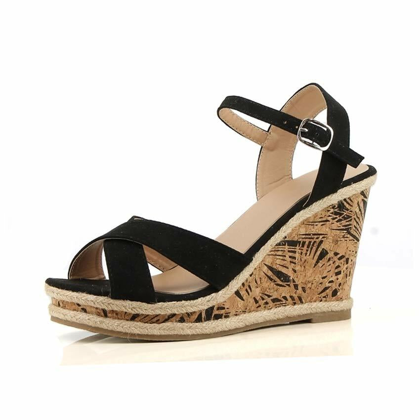 Ladies New Wedge Sandals Womens Fancy Party Dress Platform Summer Holiday Shoes