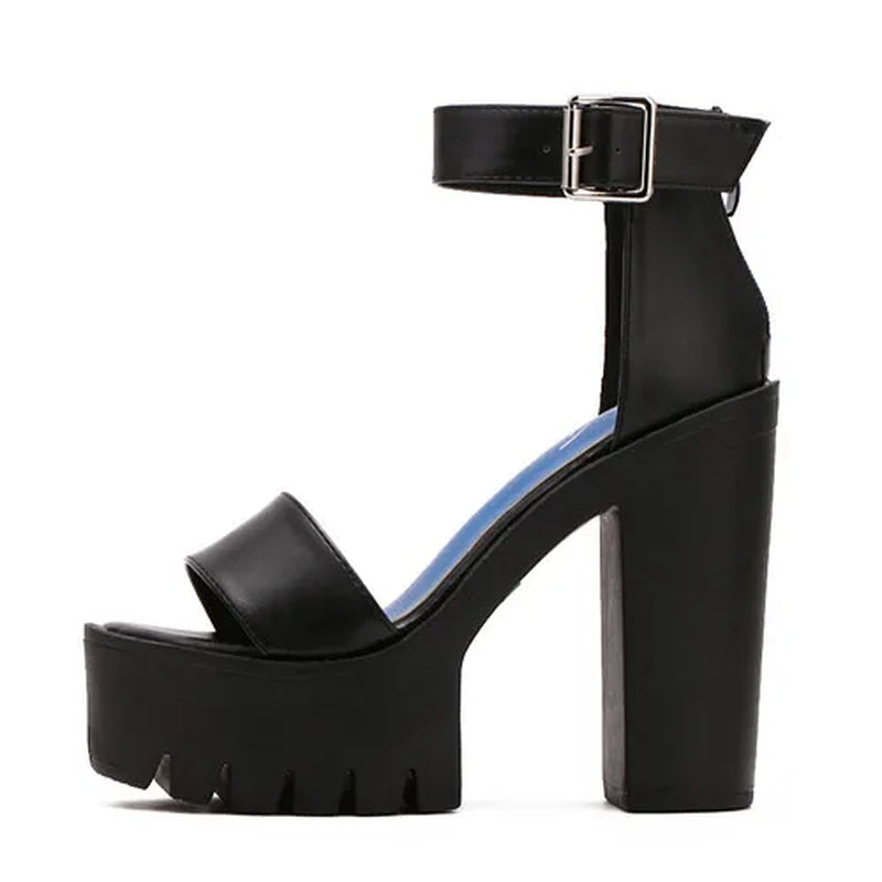 Summer Ankle Strap Sandal Shoes for Women High Heels Sandals Platform Back Zipper Sandals Fashion Party Model Show Pumps