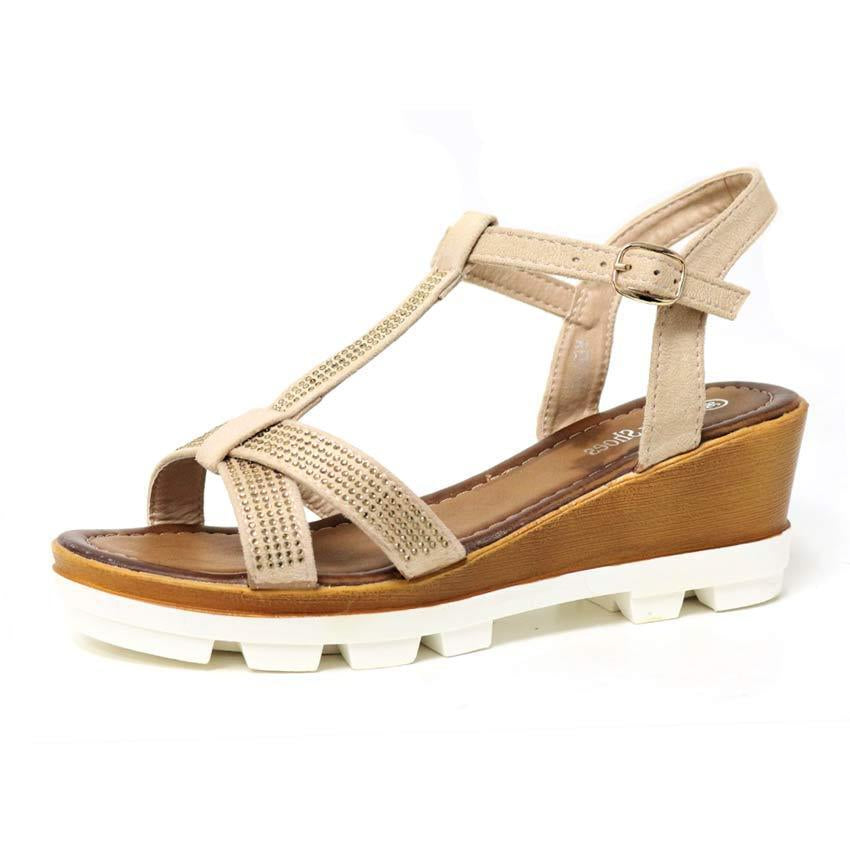 LADIES WEDGE SANDALS WOMENS HEELS NEW FANCY SUMMER DRESS PARTY STRAPPY SHOES SIZ