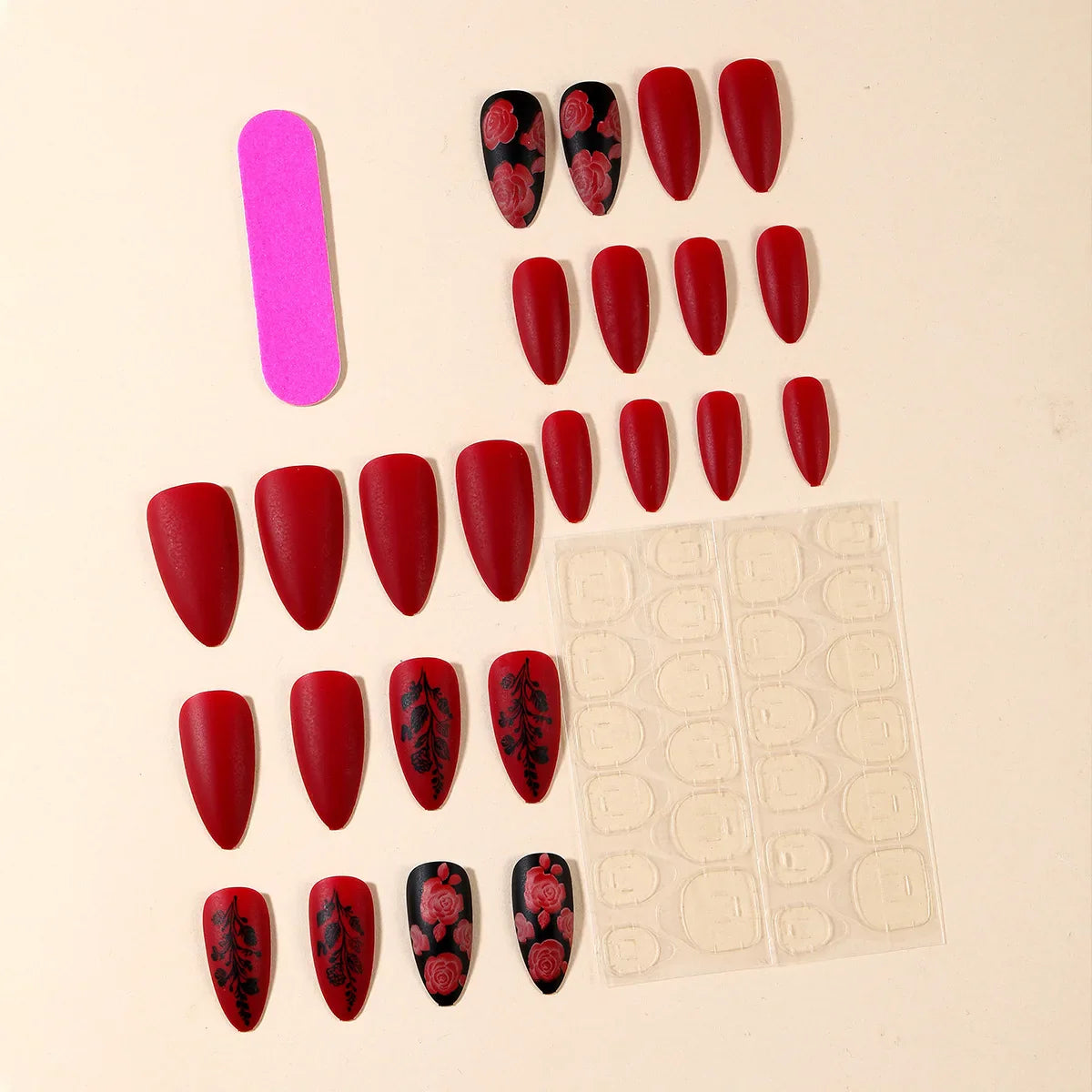 24 Pcs Matte Almond False Nails Set