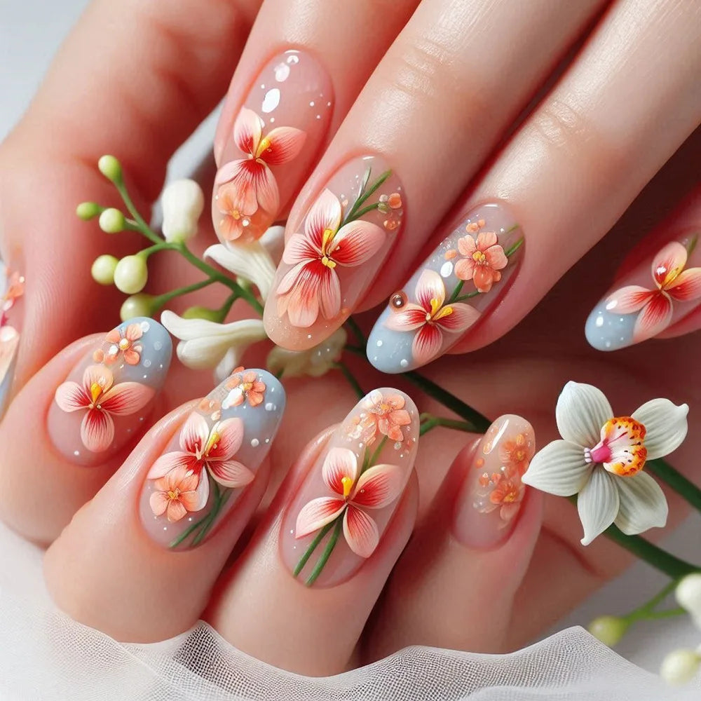 24 Pcs Matte Almond False Nails Set