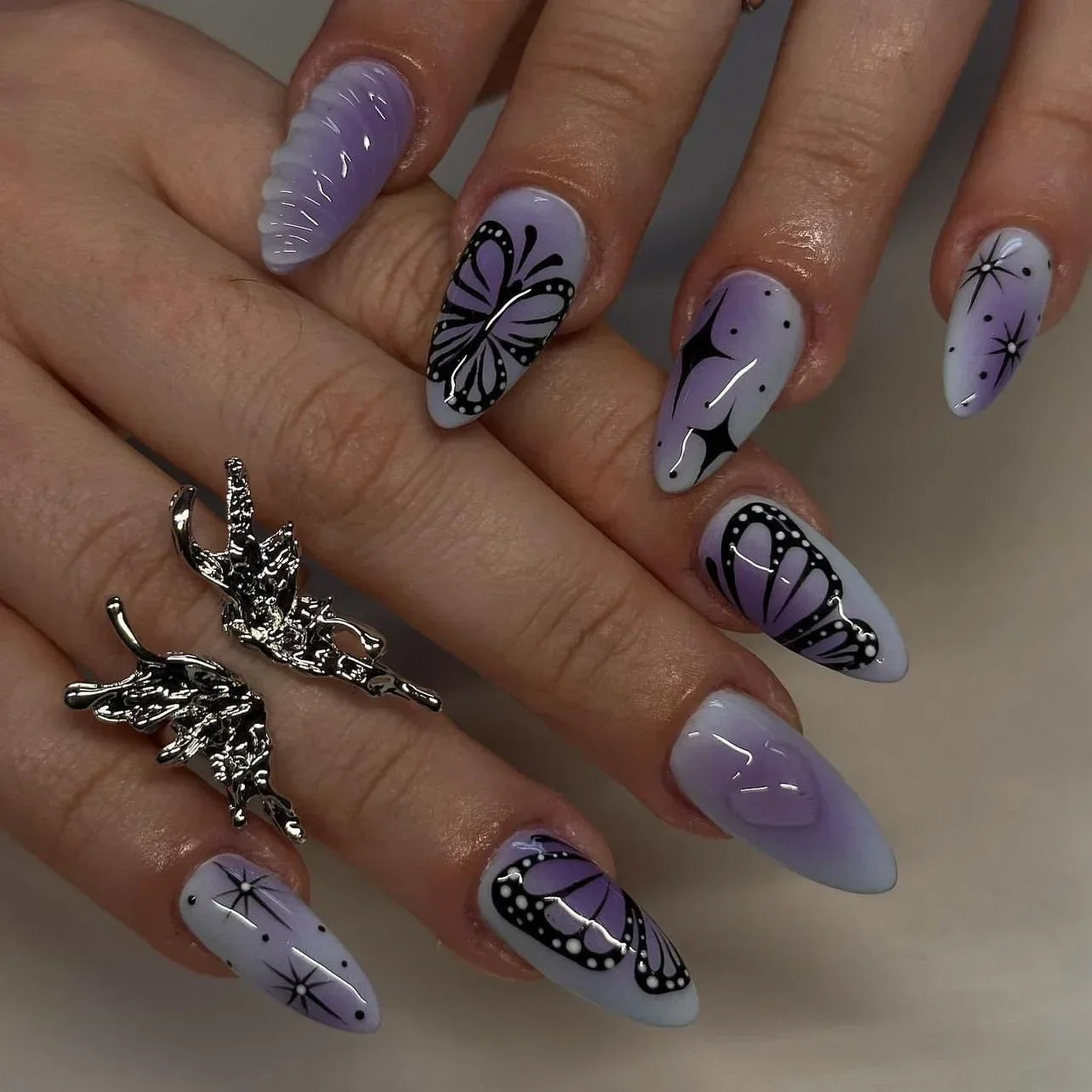 24 Pcs Matte Almond False Nails Set