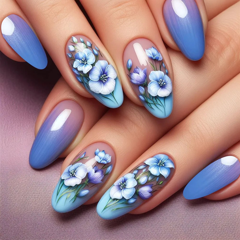 24 Pcs Matte Almond False Nails Set