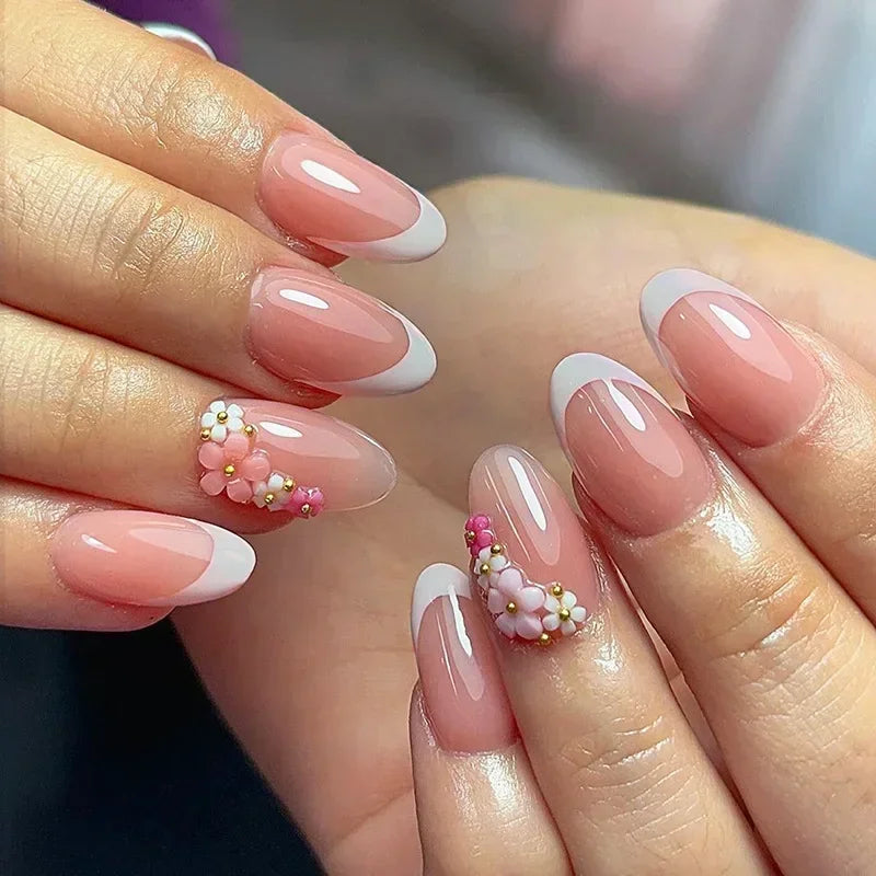 24 Pcs Matte Almond False Nails Set