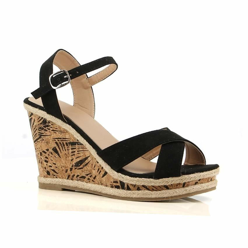 Ladies New Wedge Sandals Womens Fancy Party Dress Platform Summer Holiday Shoes