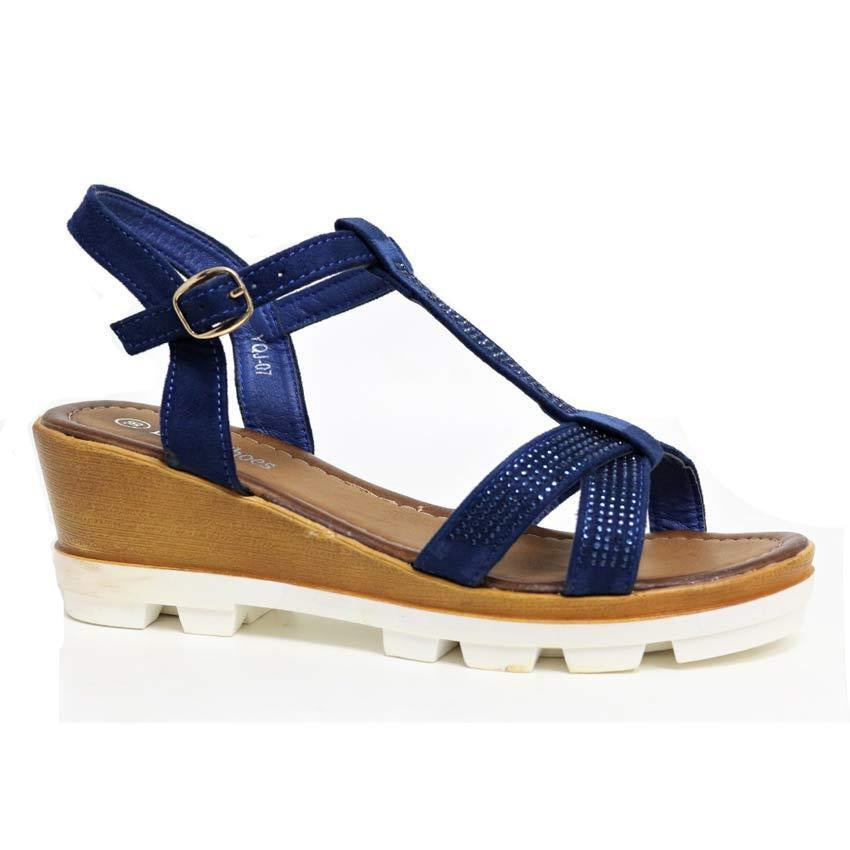 LADIES WEDGE SANDALS WOMENS HEELS NEW FANCY SUMMER DRESS PARTY STRAPPY SHOES SIZ
