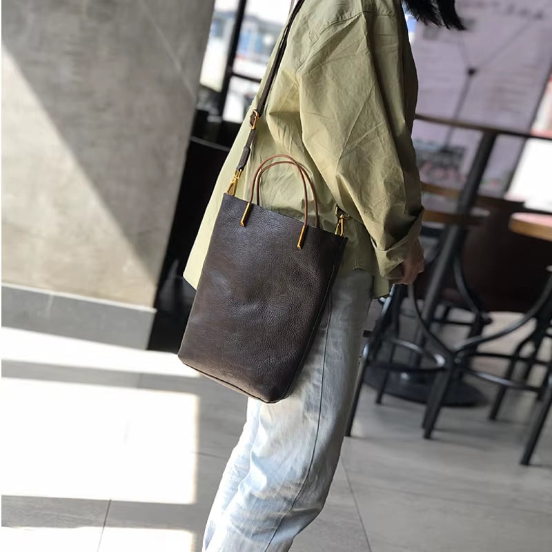 Simple Genuine Leather Women Bag 2025 New Retro Nature Soft Cowhide Handbag Versatile Composite Bag Shoulder Bags