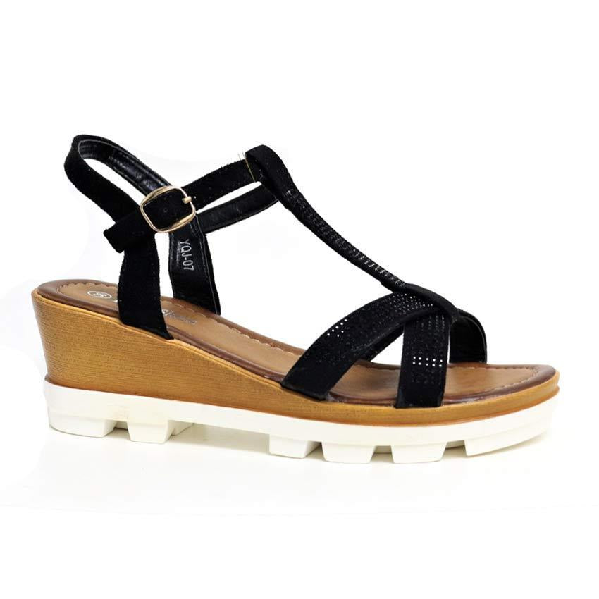 LADIES WEDGE SANDALS WOMENS HEELS NEW FANCY SUMMER DRESS PARTY STRAPPY SHOES SIZ