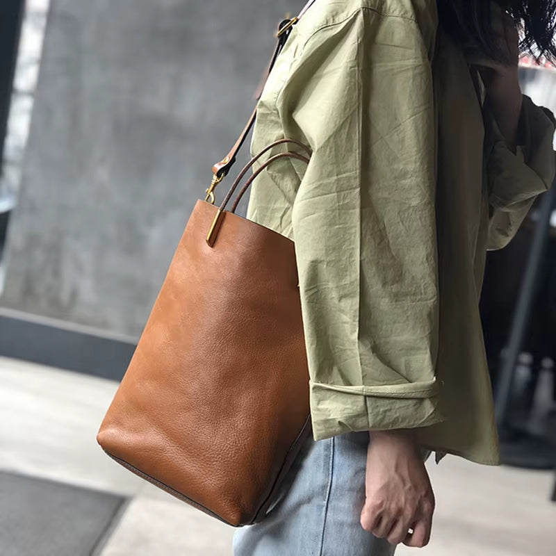 Simple Genuine Leather Women Bag 2025 New Retro Nature Soft Cowhide Handbag Versatile Composite Bag Shoulder Bags